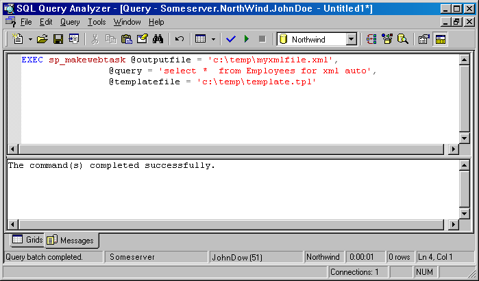 Query to export table data