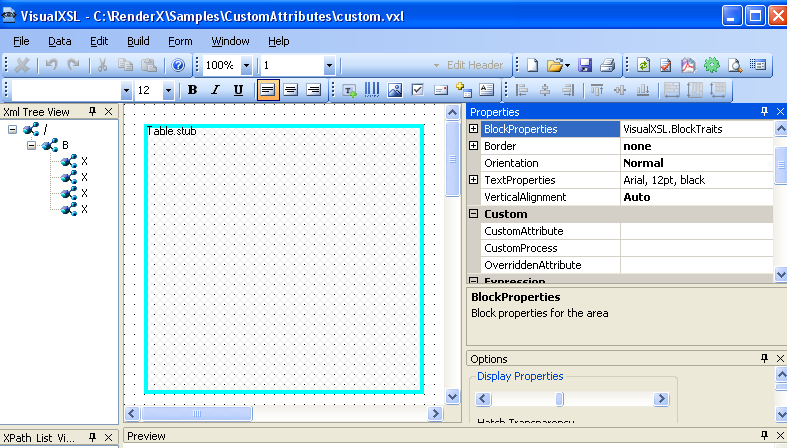 CustomAttributes file, with table with cyan border